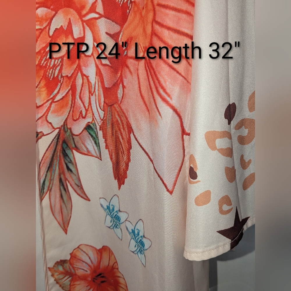 SHEIN Cream and Orange Kimono - Picture 4 of 6